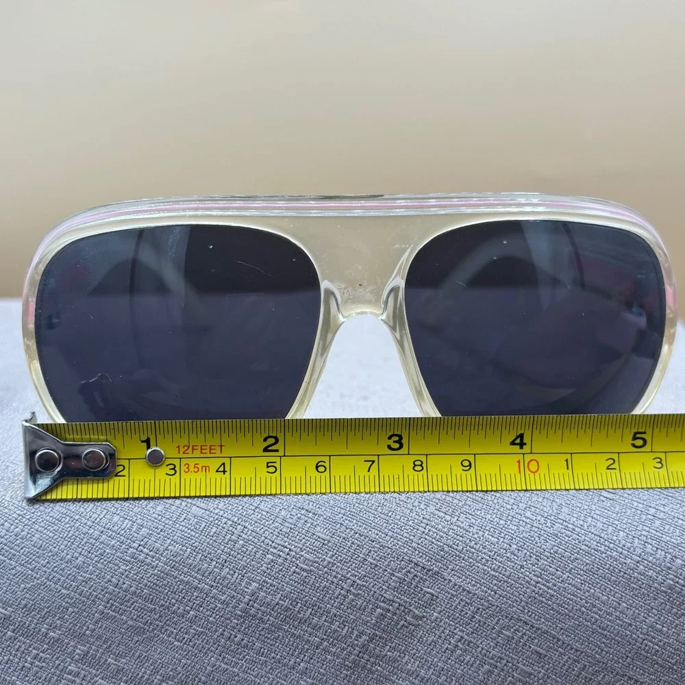 Vintage Aviator Sunglasses Women OS Clear Pink 80s Retro-Futuristic